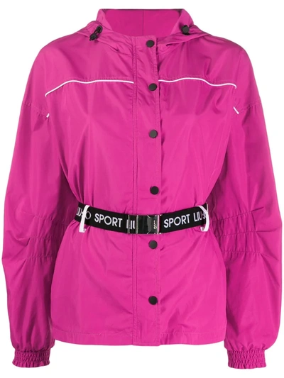 Liu •jo Belted-waist Hooded Jacket In Pink