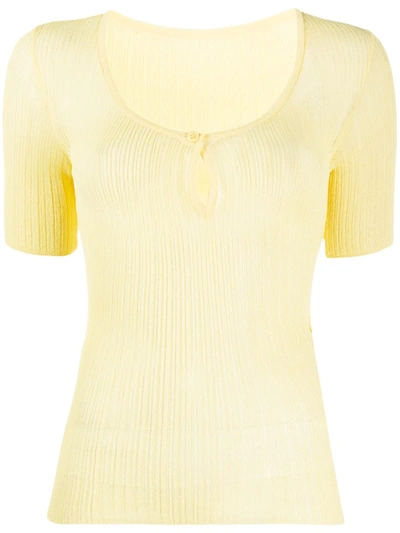 Jacquemus La Maille Loiza Ribbed Top In Yellow