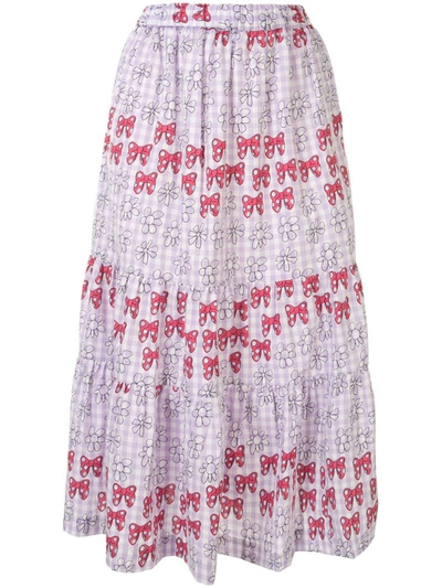 Comme Des Garcons Girl Printed Ruffle Layered Skirt In Purple