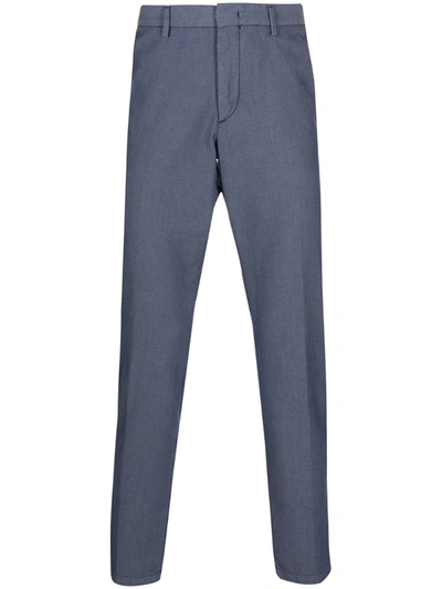 Hugo Boss Micro-woven Straight Trousers In Blue