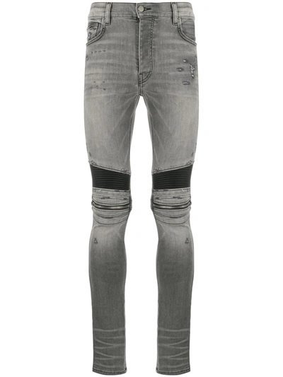 Amiri Distressed Skinny Jeans In Grey
