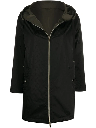 Herno Jacquard Hooded Coat In Black