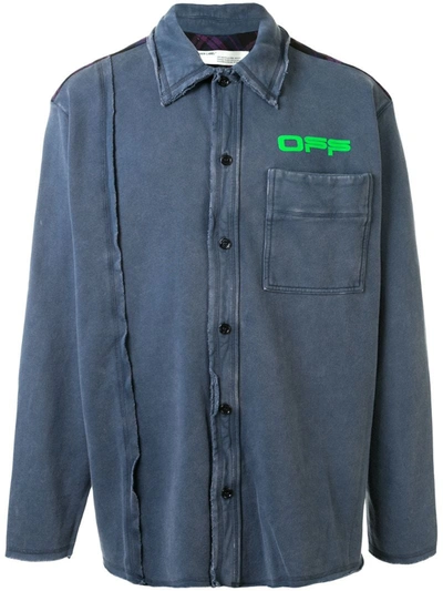 Off-white Logo-print Button-up Shirt In Blue