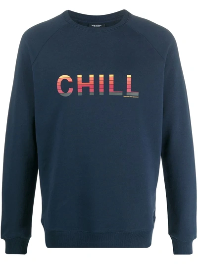 Ron Dorff 'chill' Print Sweatshirt In Blue