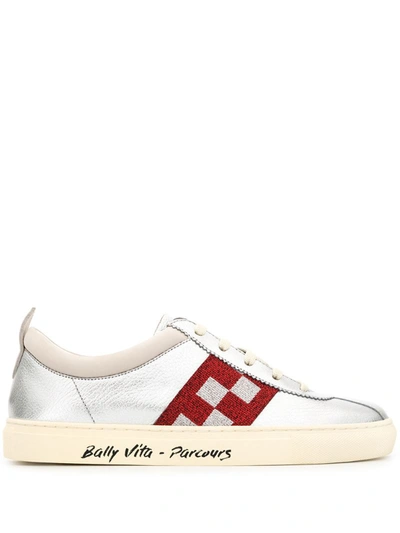 Bally Checkered Trim Sneakers In Silver