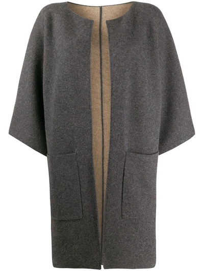 Liska Open Front Cardi-coat In Grey