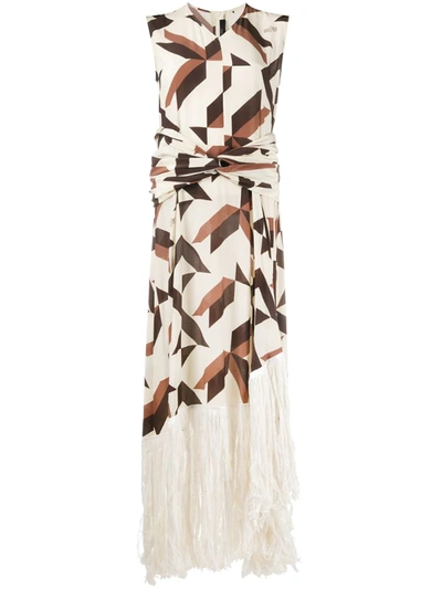 Rokh Geometric Shift Dress In Neutrals