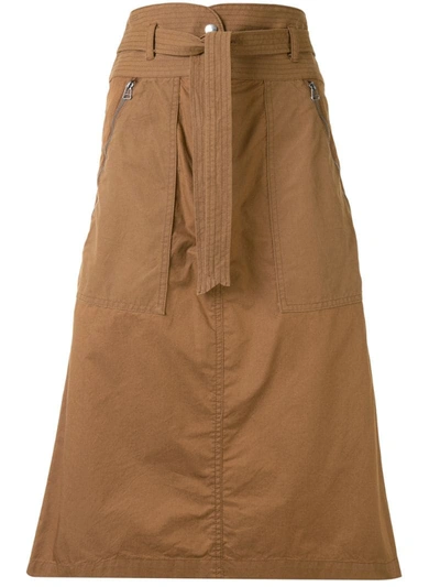 Sea Belted A-line Skirt In Brown