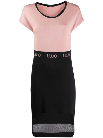 Liu •jo Two-tone Knitted Dress In Black