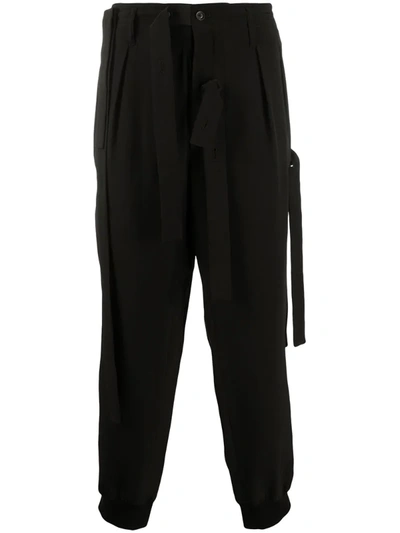 Yohji Yamamoto Hanging-belts Regular Trousers In Black