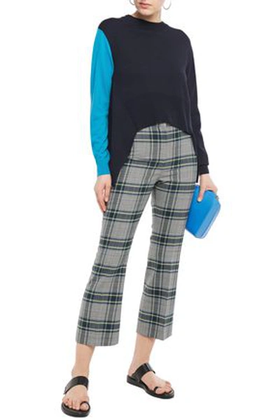 Cedric Charlier Checked Woven Kick-flare Trousers In Grey