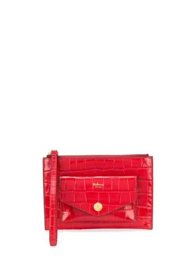 Mulberry Wristlet Zip Pouch In Red