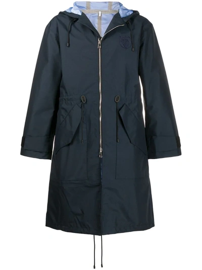 Loewe Hooded Zip-up Coat In Blue