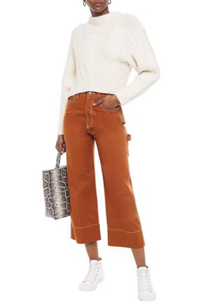 Current Elliott The Carpenter Kara Cropped High-rise Wide-leg Jeans In Brown