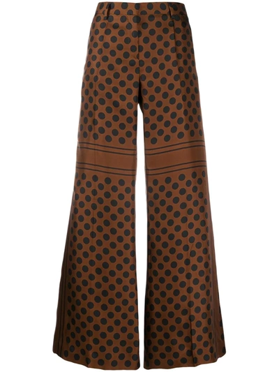 Alberto Biani Polka-dot Print Trousers In Brown