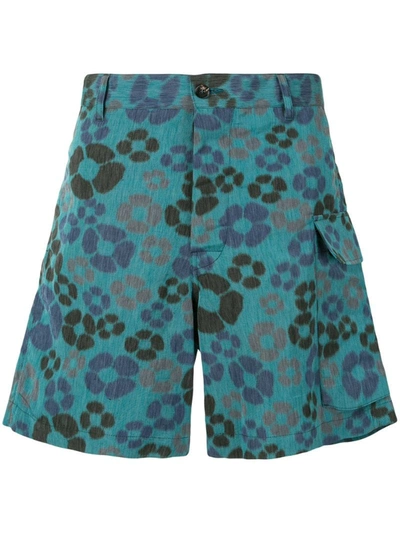 Marni Floral Print Cargo Shorts In Green