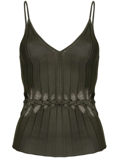 Dion Lee V-neck Braided Cami Top In Green