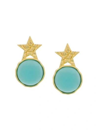 Eshvi Star Turquoise Glass Earrings In Blue