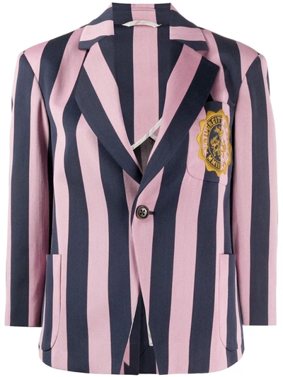 Vivienne Westwood Anglomania Striped Crest-detail Blazer In Blue