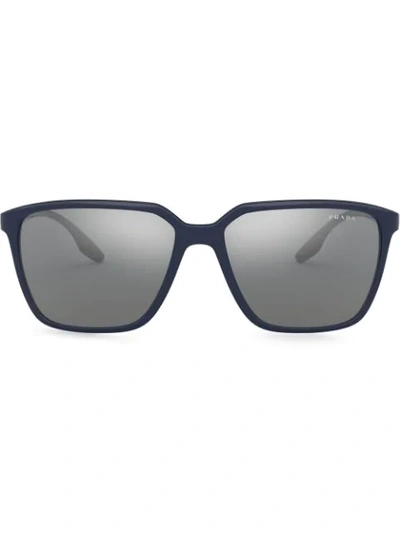 Prada Linea Rossa Rectangular-frame Sunglasses In Blue