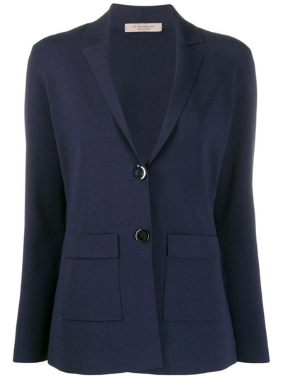 D-exterior Fitted Single-breasted Blazer In Blue