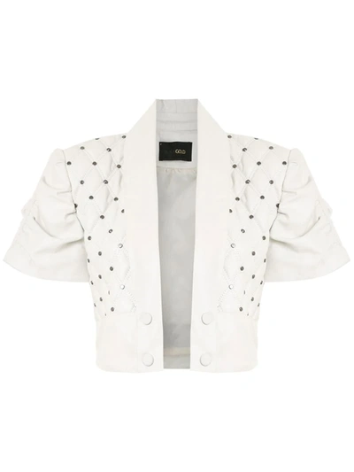 Andrea Bogosian Cropped Quilted Leather Jacket In White