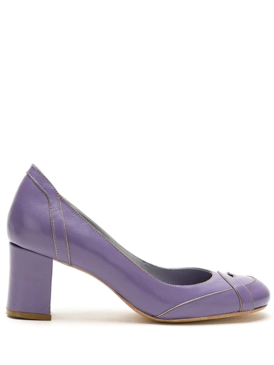 Sarah Chofakian Swan Leather Pumps In Purple