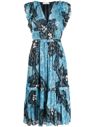 Ulla Johnson Akira Abstract Print Midi Dress In Blue