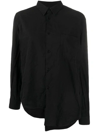 Comme Des Garcons Black Asymmetric Crinkle Shirt In Black