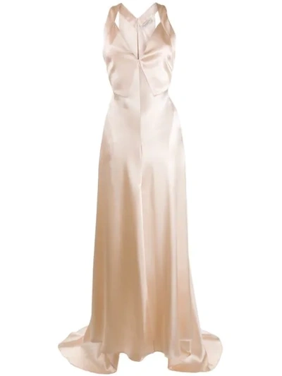 Philosophy Di Lorenzo Serafini Asymmetric Cutout Satin-crepe Gown In Pink