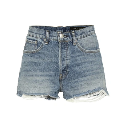 Rag & Bone Maya Zip-detailed Distressed Denim Shorts In Blue