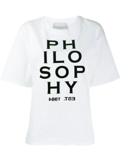 Philosophy Di Lorenzo Serafini Flocked Logo-embellished Cotton-jersey T-shirt In Bianco
