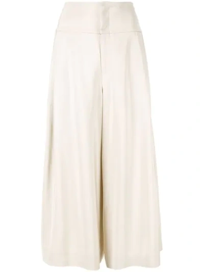 Roland Mouret Lenark Pleated Twill Culottes In Neutrals
