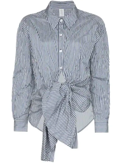 Rosie Assoulin Tie-front Striped Shell Shirt In Blue