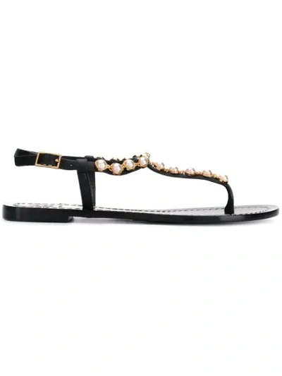 Tory Burch Emmy Embellished T-strap Sandal In Perfect Black