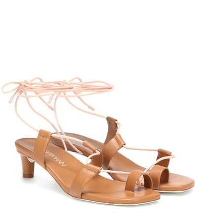 Zimmermann Kitten Lace-up Leather Sandals In Brown