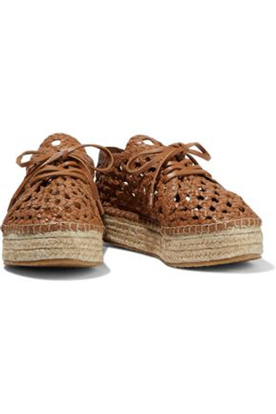 Zimmermann Woven Leather Platform Espadrilles In Tan