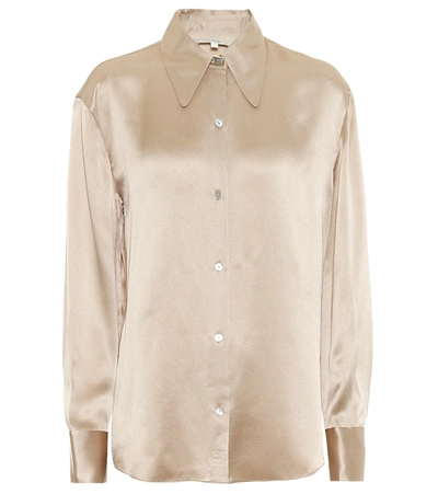 Vince Silk-satin Shirt In Beige