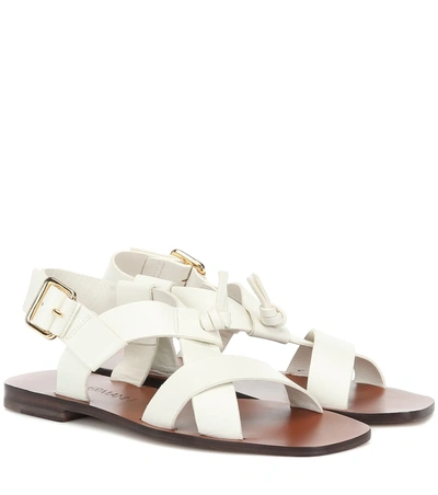 Zimmermann Cross Over Knotted Leather Slingback Sandals In White