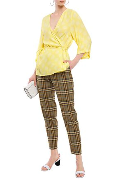 American Vintage Totitouk Printed Twill Wrap Top In Pastel Yellow