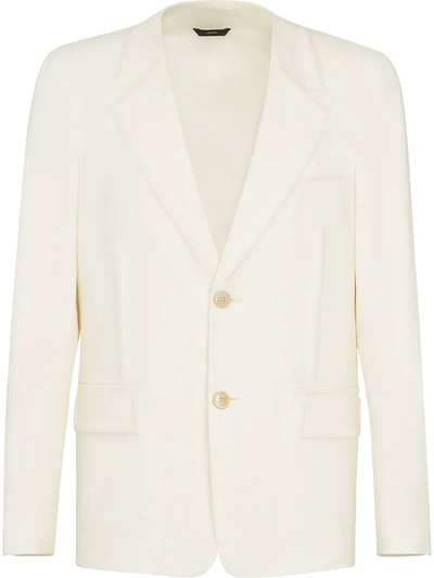 Fendi Embossed Single-breasted Blazer In White