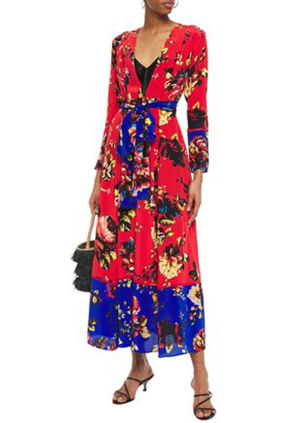 We Are Leone Printed Floral-print Silk Crepe De Chine Maxi Dress In Red