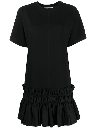 See By Chloé Pleated Hem T-shirt Dress In Black