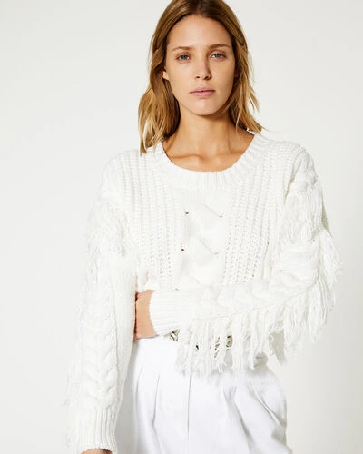 Iro Fringed Cable-knit Jumper In Mixed White