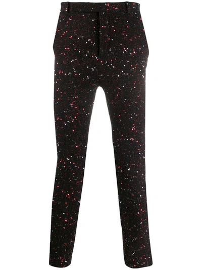 Saint Laurent Sequin Embellished Cropped Trousers In Black