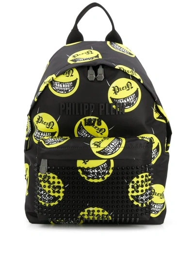 Philipp Plein Smile Print Studded Backpack In Black