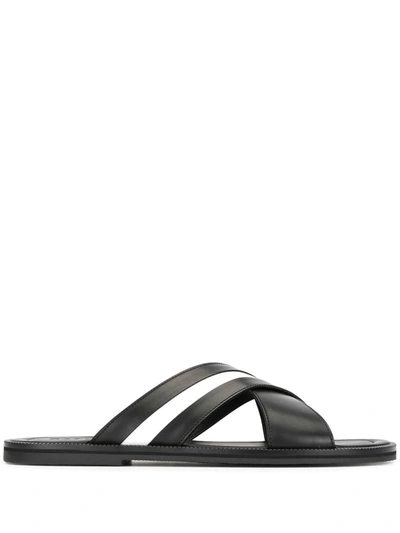 Bally Logo Stripe Slides In Black