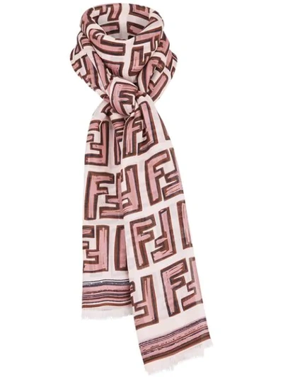 Fendi Maxi Stole With Frayed Edges In F0qd1-pink