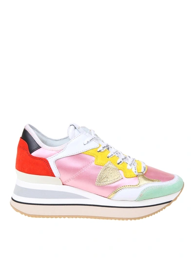 Philippe Model Triomphe Sneakers In Multicolor Leather In Pink