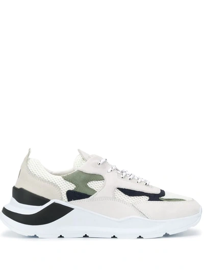 Date Contrast Panel Mesh Detail Sneakers In White